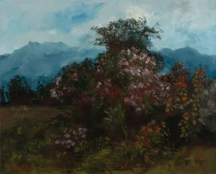 Landschaft mit blühendem Massiv